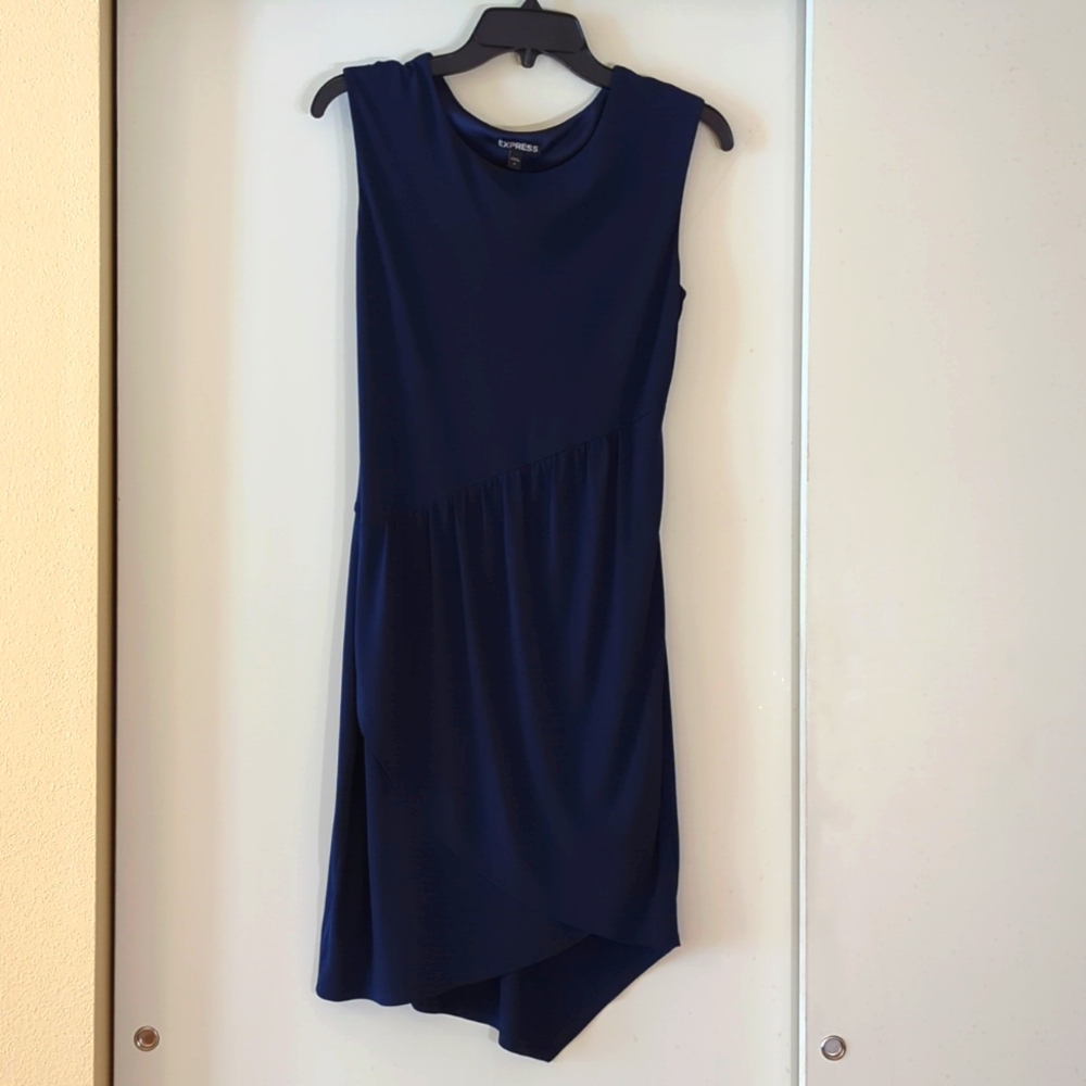Express Navy Blue Tulip Hem Midi Dress